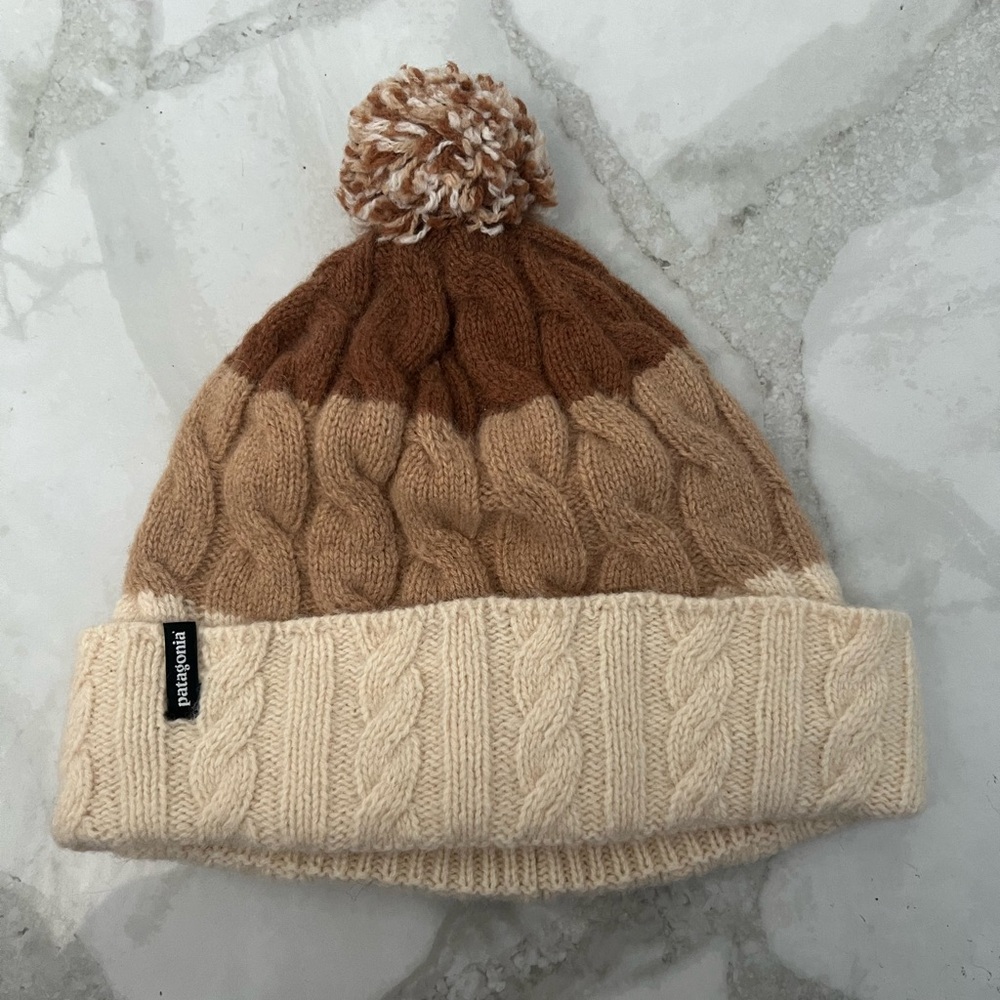 Patagonia Warm Cable Knit Beanie with Pom-Pom